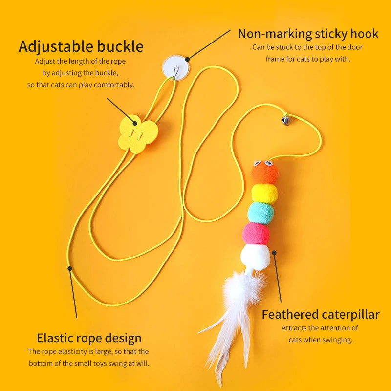 Cat Toys Swing Sticky Disc Elastic Hanging Door Teasing Cat Rope Long Rope Teasing Cat Cat Toy Cat Accessories Pet Kitten Toy - Slobuy