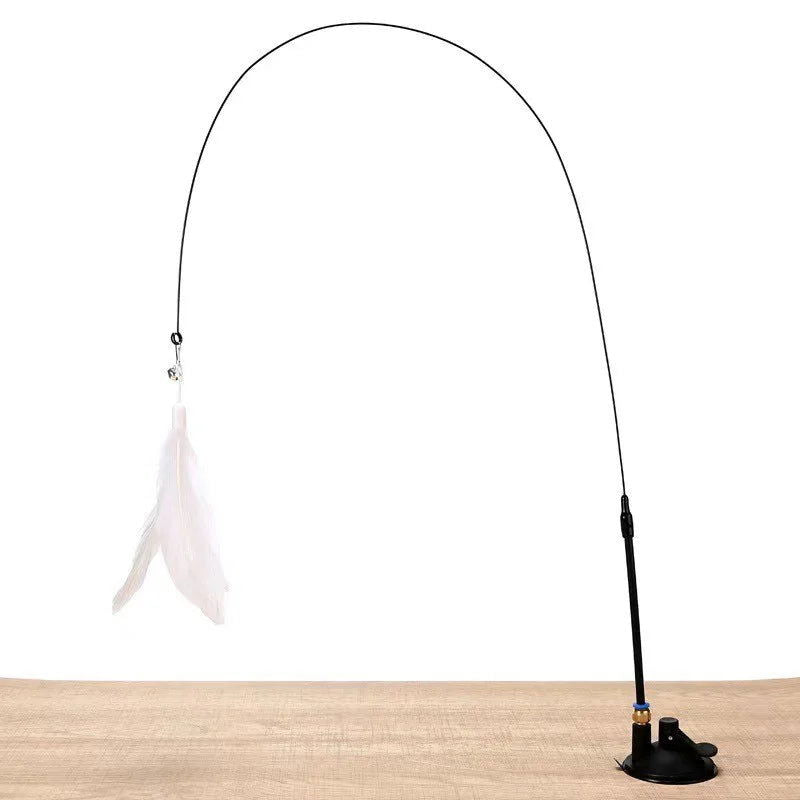 Cats Toys Feathers Wand Interactive Toy Kitten Toys with Super Suction Cup Detachable 2 PCS Feather Replacements Cat Accessories - Slobuy