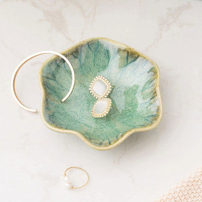 Ceramic Lotus  Storage Trays Green Creative Tray For Decoration Jewelry Plate Jewelry Organizer Containers Desktop Decor - Slobuy