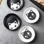 Ceramic Seasoning Dish Cartoon Cat Japanese Household Soy Sauce Vinegar Dishes Roast Meat Dip Round Snack Plate Bowl White Black - Slobuy