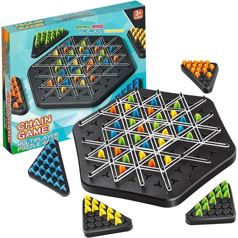 Chain Triangle Chess Game Triggle Rubber Band Game Educational Interactive Game Battle Set For Family Party Gift - Slobuy