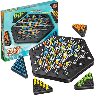 Chain Triangle Chess Game Triggle Rubber Band Game Educational Interactive Game Battle Set For Family Party Gift - Slobuy