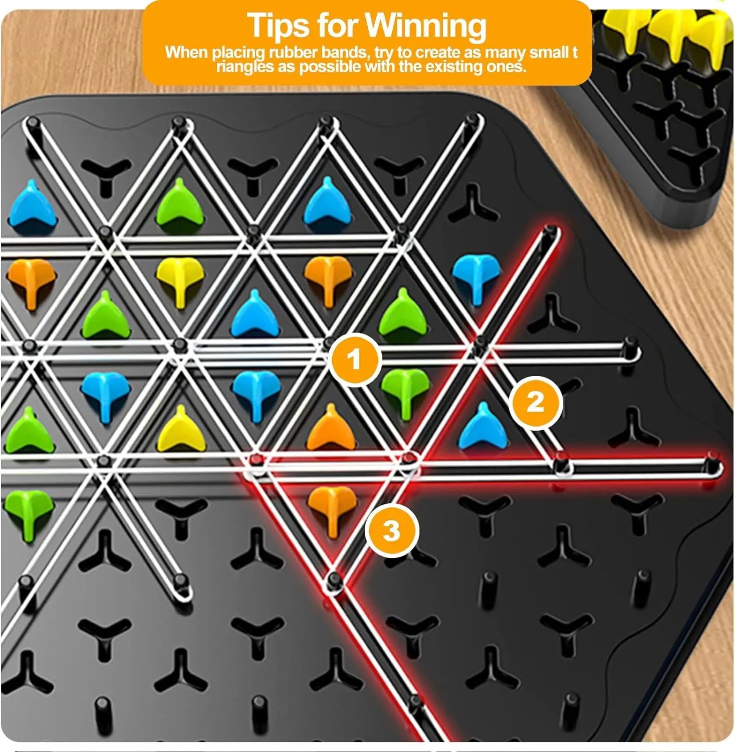 Chain Triangle Chess Game Triggle Rubber Band Game Educational Interactive Game Battle Set For Family Party Gift - Slobuy