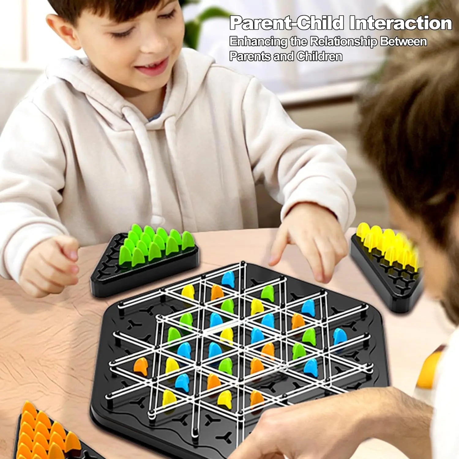 Chain Triangle Chess Game Triggle Rubber Band Game Educational Interactive Game Battle Set For Family Party Gift - Slobuy