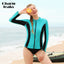 Charmleaks Women Long Sleeve Zipper Rashguard Swimsuit Surfing Top Rash Guard Zipper UPF50+ Running Shirt Biking Shirt Swimwear - Slobuy