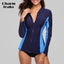 Charmleaks Women Long Sleeve Zipper Rashguard Swimsuit Surfing Top Rash Guard Zipper UPF50+ Running Shirt Biking Shirt Swimwear - Slobuy