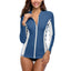 Charmleaks Women Long Sleeve Zipper Rashguard Swimsuit Surfing Top Rash Guard Zipper UPF50+ Running Shirt Biking Shirt Swimwear - Slobuy