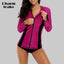 Charmleaks Women Long Sleeve Zipper Rashguard Swimsuit Surfing Top Rash Guard Zipper UPF50+ Running Shirt Biking Shirt Swimwear - Slobuy