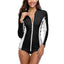 Charmleaks Women Long Sleeve Zipper Rashguard Swimsuit Surfing Top Rash Guard Zipper UPF50+ Running Shirt Biking Shirt Swimwear - Slobuy