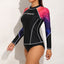Charmleaks Women Rash Guard Gradient Colors Long Sleeves Crew Neck Surfing Tops UPF 50+ Quick Dry Soft Beachwear - Slobuy