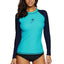 Charmleaks Women Rashguard Swimwear Long Sleeve Rash Guard Surfing Top Colorblock Swimsuit Bike Biking Shirts UPF50+ Beach Wear - Slobuy