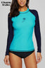 Charmleaks Women Rashguard Swimwear Long Sleeve Rash Guard Surfing Top Colorblock Swimsuit Bike Biking Shirts UPF50+ Beach Wear - Slobuy