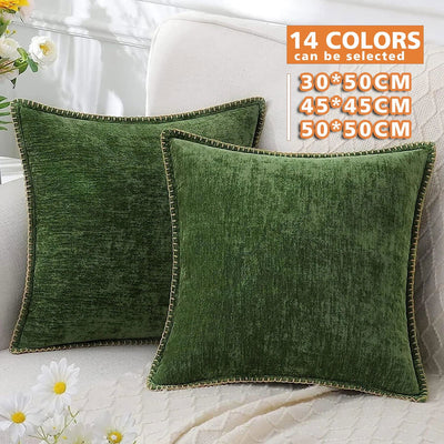 Chenille Cushion Cover Green Throw Pillow Covers Decorative Pillows for Sofa Living Room Home Decoration Back Cushion Luxury Red - Slobuy