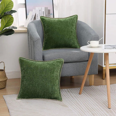 Chenille Cushion Cover Green Throw Pillow Covers Decorative Pillows for Sofa Living Room Home Decoration Back Cushion Luxury Red - Slobuy