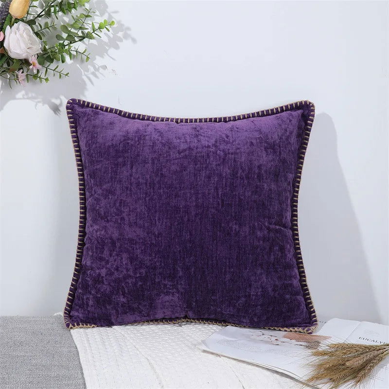 Chenille Cushion Cover Green Throw Pillow Covers Decorative Pillows for Sofa Living Room Home Decoration Back Cushion Luxury Red - Slobuy