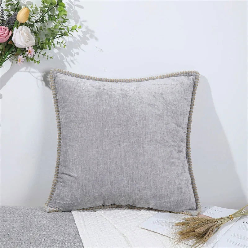 Chenille Cushion Cover Green Throw Pillow Covers Decorative Pillows for Sofa Living Room Home Decoration Back Cushion Luxury Red - Slobuy