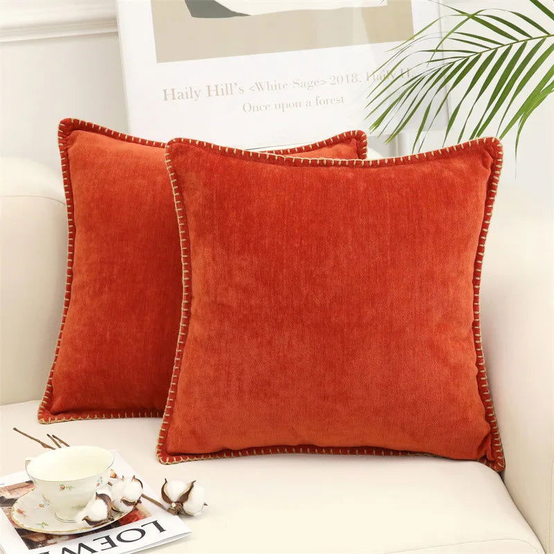 Chenille Cushion Cover Green Throw Pillow Covers Decorative Pillows for Sofa Living Room Home Decoration Back Cushion Luxury Red - Slobuy