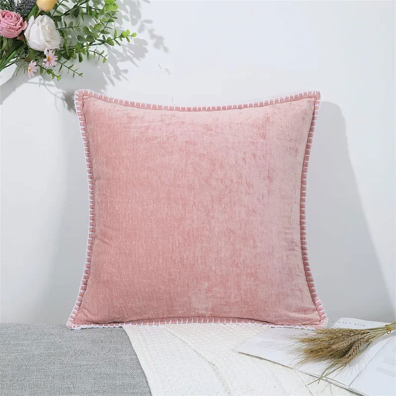 Chenille Cushion Cover Green Throw Pillow Covers Decorative Pillows for Sofa Living Room Home Decoration Back Cushion Luxury Red - Slobuy