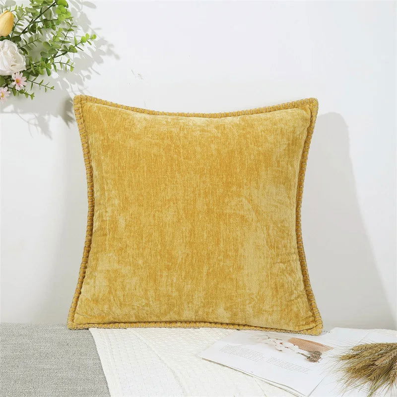 Chenille Cushion Cover Green Throw Pillow Covers Decorative Pillows for Sofa Living Room Home Decoration Back Cushion Luxury Red - Slobuy