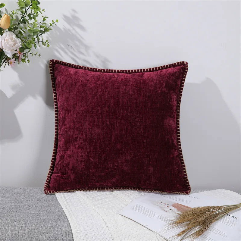 Chenille Cushion Cover Green Throw Pillow Covers Decorative Pillows for Sofa Living Room Home Decoration Back Cushion Luxury Red - Slobuy