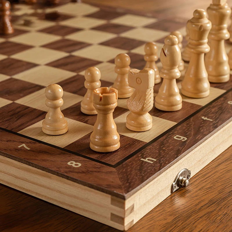 Chess Set - Magnetic Foldable Portable Solid Wood Chess Board - Educational Games for Students and Kids - Christmas Gift - Slobuy