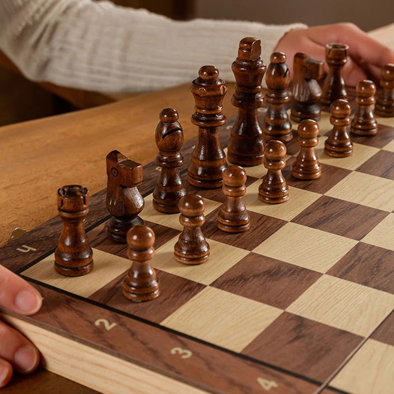 Chess Set - Magnetic Foldable Portable Solid Wood Chess Board - Educational Games for Students and Kids - Christmas Gift - Slobuy