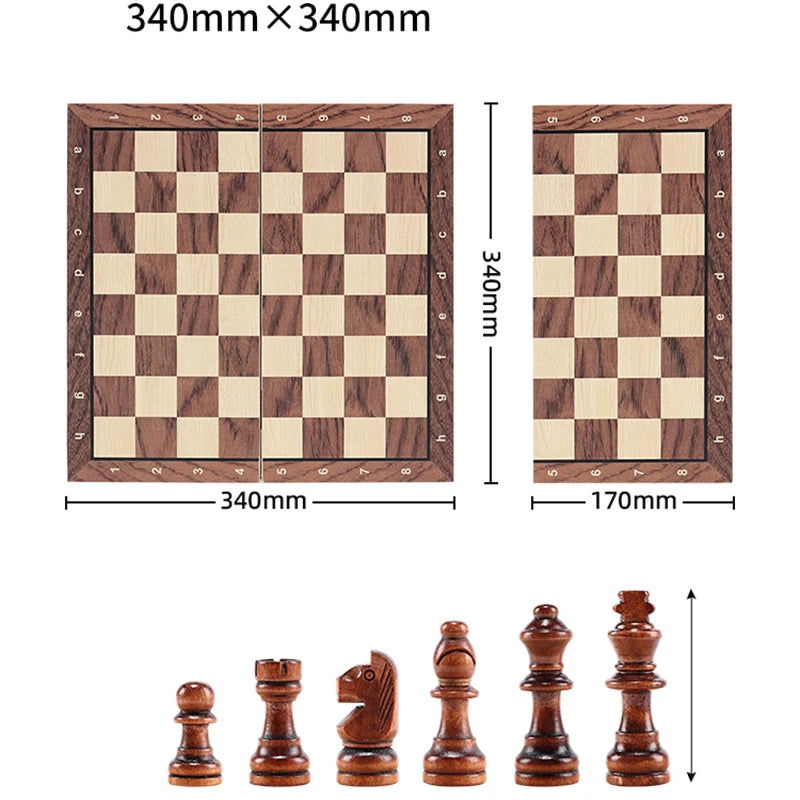 Chess Set - Magnetic Foldable Portable Solid Wood Chess Board - Educational Games for Students and Kids - Christmas Gift - Slobuy