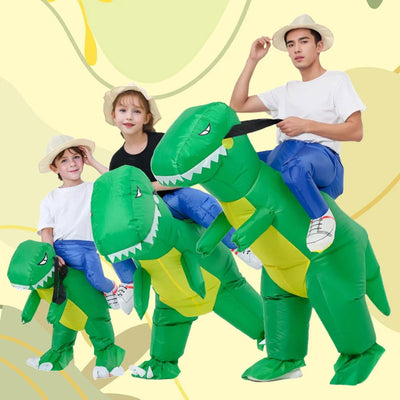 Child Adult Unisex Boy Girl Inflatable Green Dinosaur Cosplay Costume Kids Kindergarden Performance Halloween Carnival Party - Slobuy