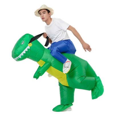 Child Adult Unisex Boy Girl Inflatable Green Dinosaur Cosplay Costume Kids Kindergarden Performance Halloween Carnival Party - Slobuy