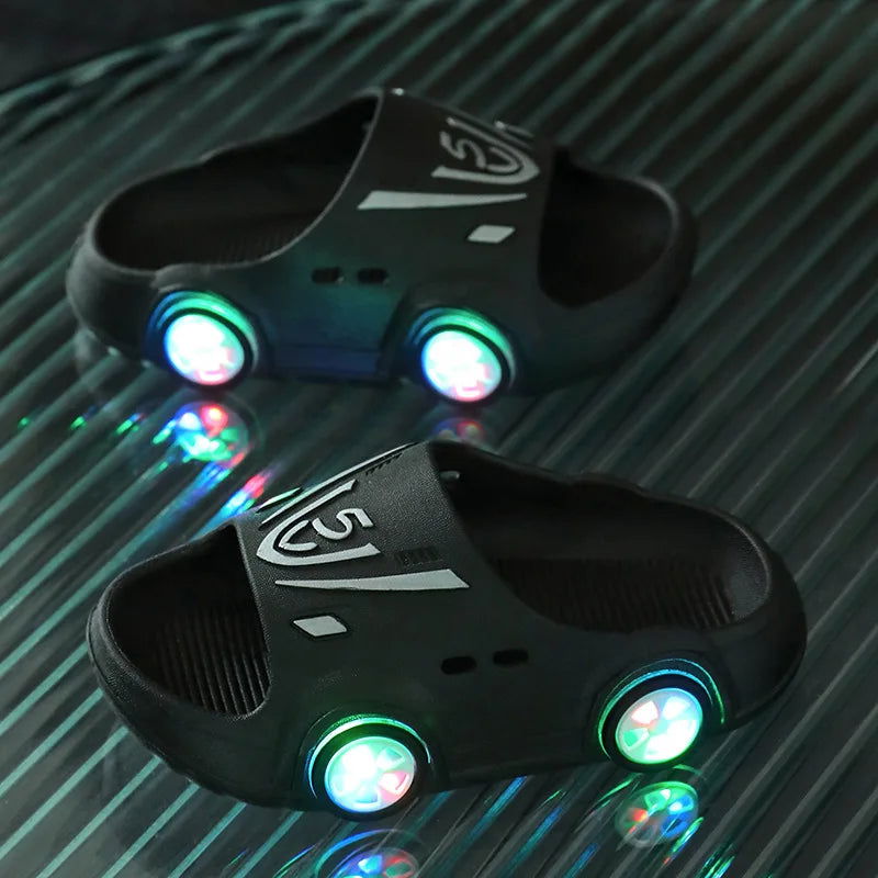 Child Luminous Slippers Car Shape Boys Girls Fashion Cute Shoes Bathroom kid Toddler Slippers Cartoon Home Indoor Slippers 슬리퍼 - Slobuy