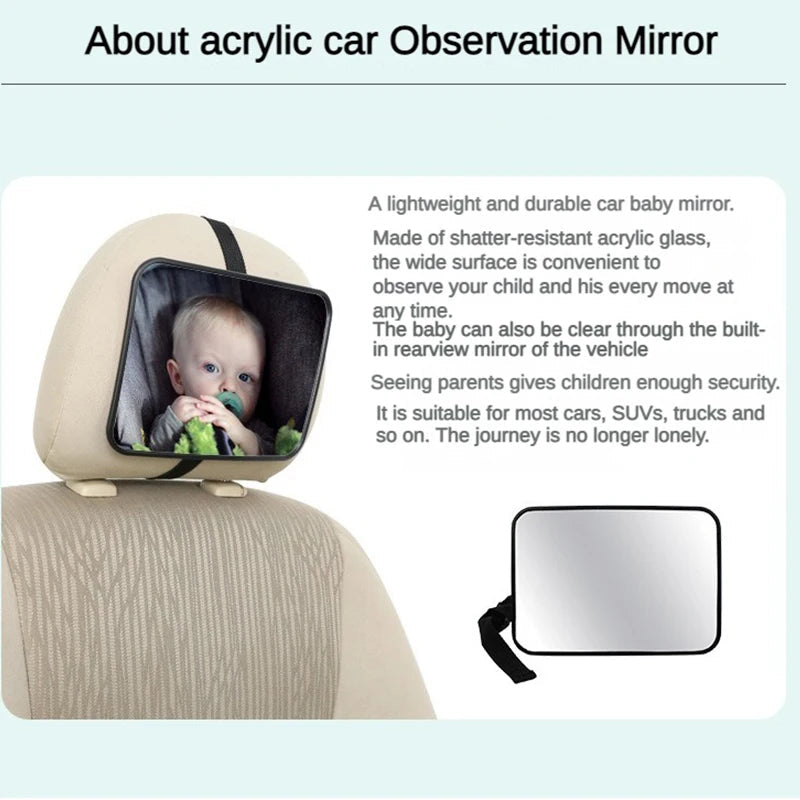 EAFC Adjustable Wide Car Rear Seat Mirror Baby/Child Seat Car Safety Mirror Monitor Square Safety Car Baby Mirror Car Interior - Slobuy