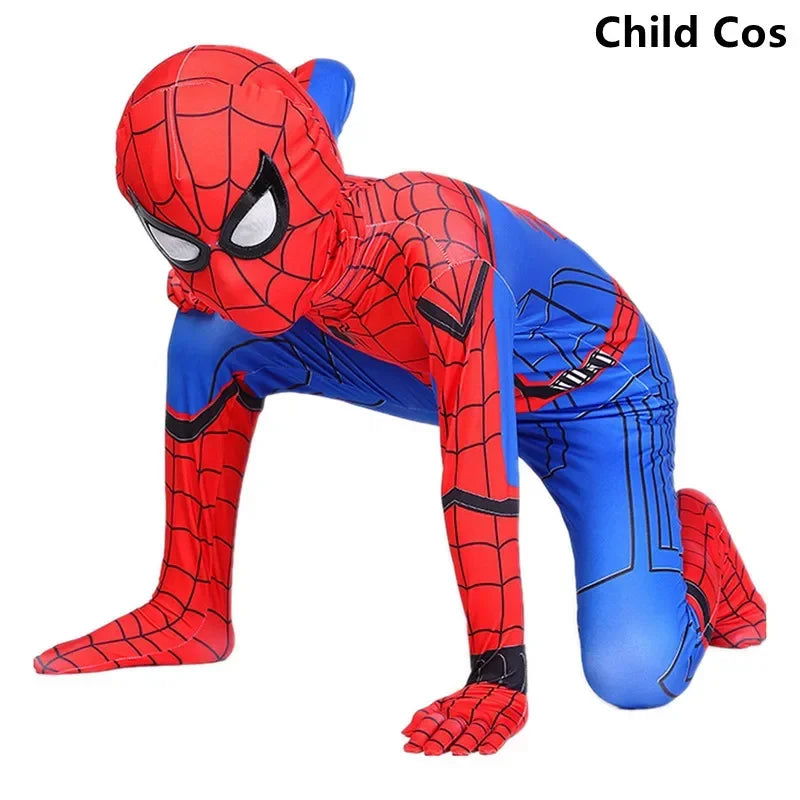 Child Spiderman Costume Peter Parker Bodysuit Halloween Boys Girls Play Movie Fan Cosplay Fantasy Costume - Slobuy
