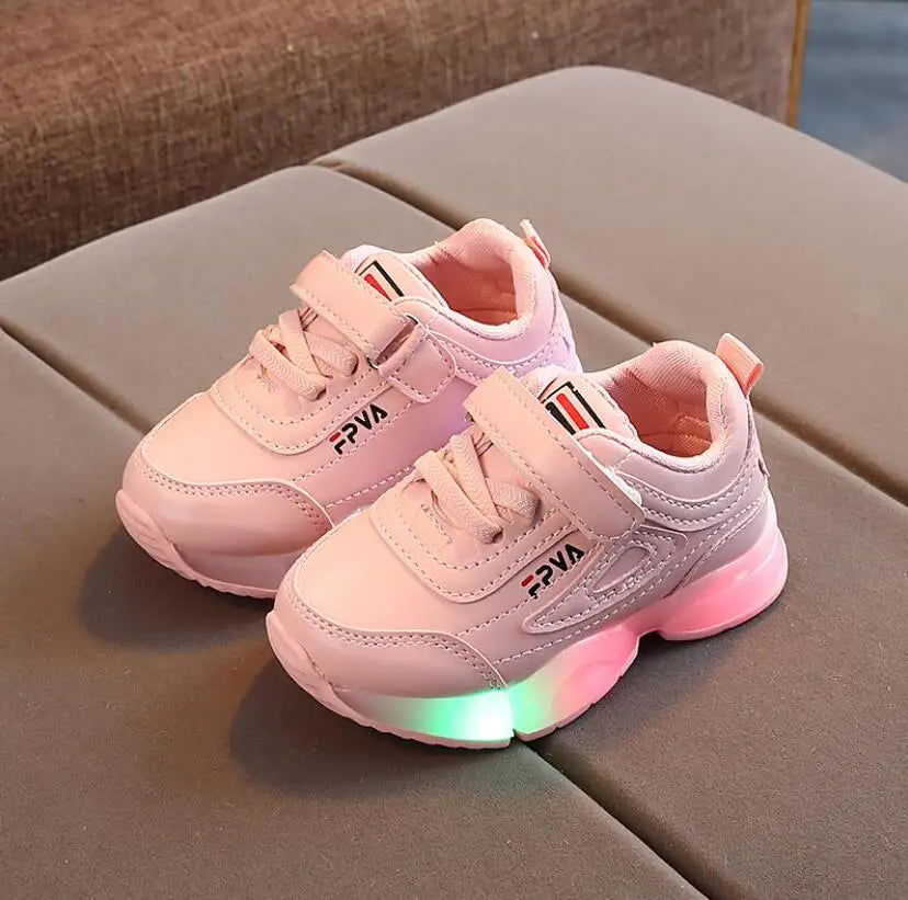Child Sport Shoes Spring Luminous Fashion Breathable Kids Boys Net Shoes Girls LED Sneakers with Light Running Shoes Zapatillas - Slobuy
