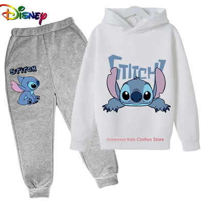 Children Boys Girls Stitch Hoodies Pants Set Boys Girls Stitch Sweatshirts Hooded Kids Fashion Stitch Pullovers Clothes Suit - Slobuy