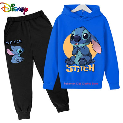 Children Boys Girls Stitch Hoodies Pants Set Boys Girls Stitch Sweatshirts Hooded Kids Fashion Stitch Pullovers Clothes Suit - Slobuy