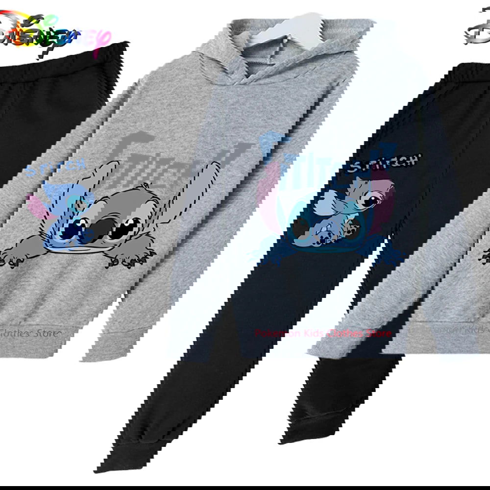 Children Boys Girls Stitch Hoodies Pants Set Boys Girls Stitch Sweatshirts Hooded Kids Fashion Stitch Pullovers Clothes Suit - Slobuy