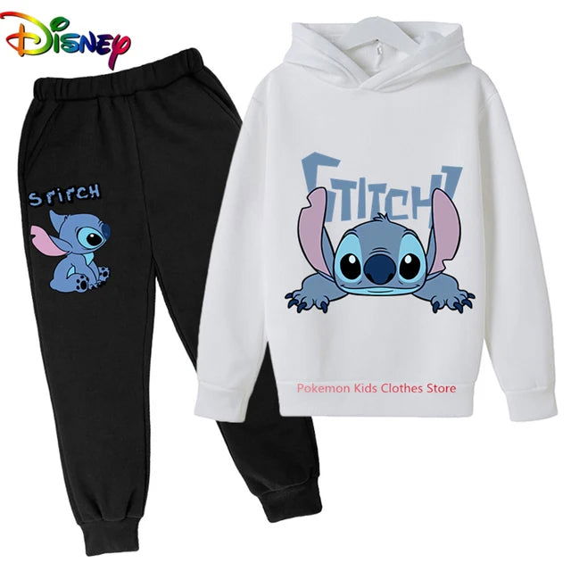 Children Boys Girls Stitch Hoodies Pants Set Boys Girls Stitch Sweatshirts Hooded Kids Fashion Stitch Pullovers Clothes Suit - Slobuy