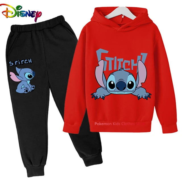 Children Boys Girls Stitch Hoodies Pants Set Boys Girls Stitch Sweatshirts Hooded Kids Fashion Stitch Pullovers Clothes Suit - Slobuy