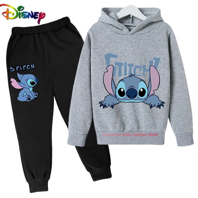 Children Boys Girls Stitch Hoodies Pants Set Boys Girls Stitch Sweatshirts Hooded Kids Fashion Stitch Pullovers Clothes Suit - Slobuy