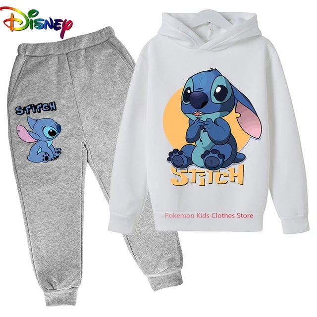Children Boys Girls Stitch Hoodies Pants Set Boys Girls Stitch Sweatshirts Hooded Kids Fashion Stitch Pullovers Clothes Suit - Slobuy