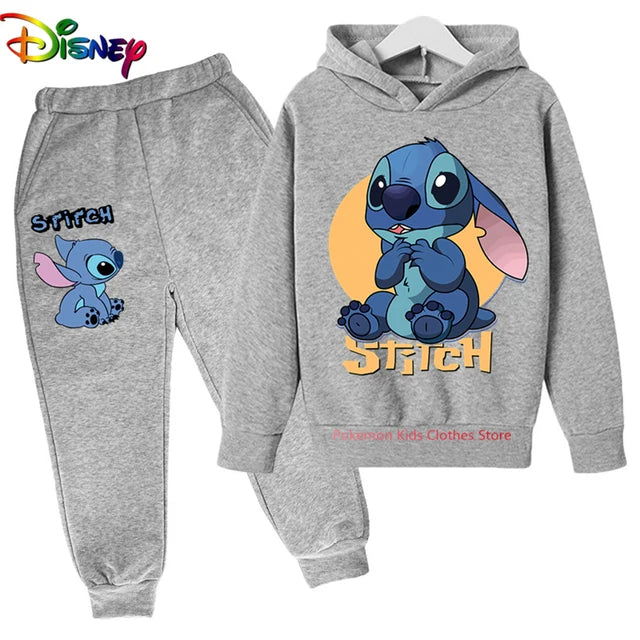 Children Boys Girls Stitch Hoodies Pants Set Boys Girls Stitch Sweatshirts Hooded Kids Fashion Stitch Pullovers Clothes Suit - Slobuy