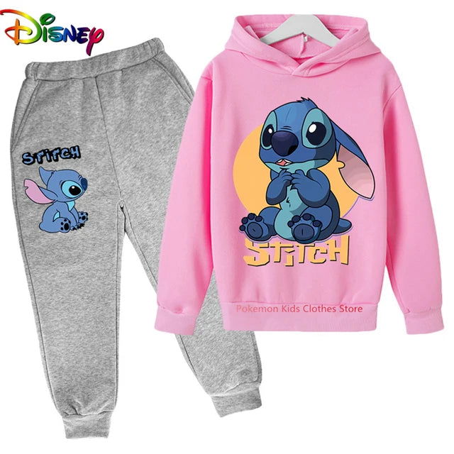 Children Boys Girls Stitch Hoodies Pants Set Boys Girls Stitch Sweatshirts Hooded Kids Fashion Stitch Pullovers Clothes Suit - Slobuy