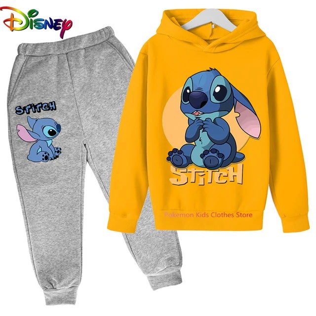 Children Boys Girls Stitch Hoodies Pants Set Boys Girls Stitch Sweatshirts Hooded Kids Fashion Stitch Pullovers Clothes Suit - Slobuy