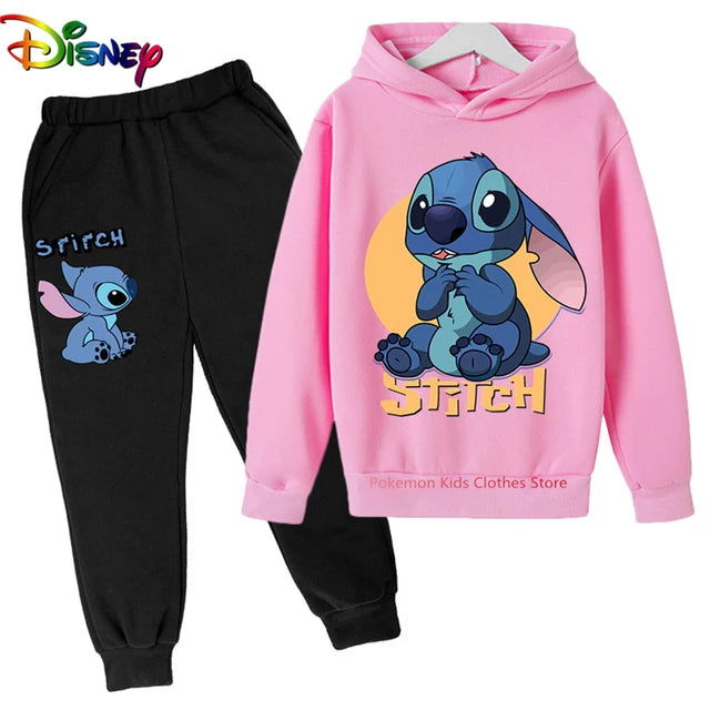 Children Boys Girls Stitch Hoodies Pants Set Boys Girls Stitch Sweatshirts Hooded Kids Fashion Stitch Pullovers Clothes Suit - Slobuy