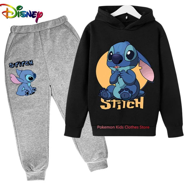 Children Boys Girls Stitch Hoodies Pants Set Boys Girls Stitch Sweatshirts Hooded Kids Fashion Stitch Pullovers Clothes Suit - Slobuy
