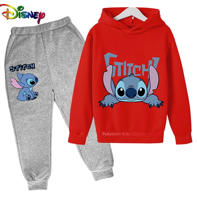 Children Boys Girls Stitch Hoodies Pants Set Boys Girls Stitch Sweatshirts Hooded Kids Fashion Stitch Pullovers Clothes Suit - Slobuy