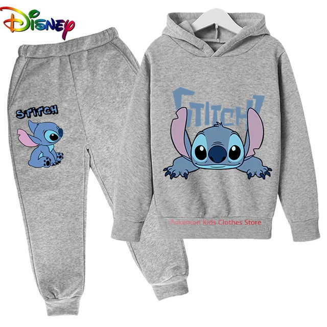 Children Boys Girls Stitch Hoodies Pants Set Boys Girls Stitch Sweatshirts Hooded Kids Fashion Stitch Pullovers Clothes Suit - Slobuy
