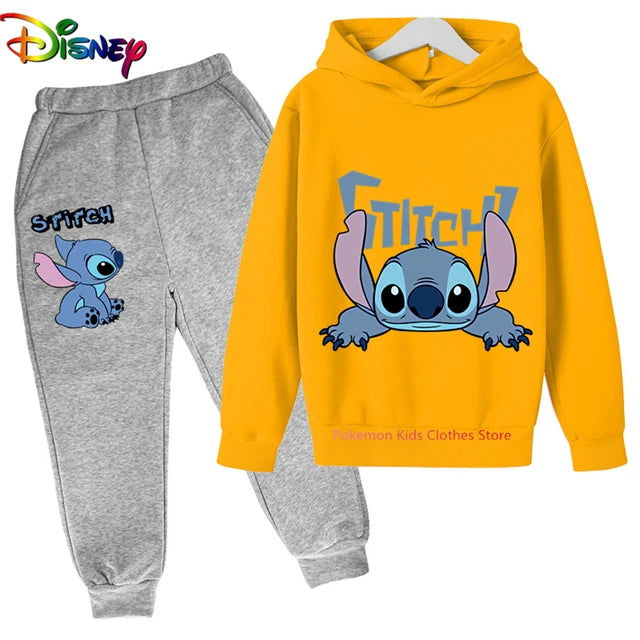 Children Boys Girls Stitch Hoodies Pants Set Boys Girls Stitch Sweatshirts Hooded Kids Fashion Stitch Pullovers Clothes Suit - Slobuy