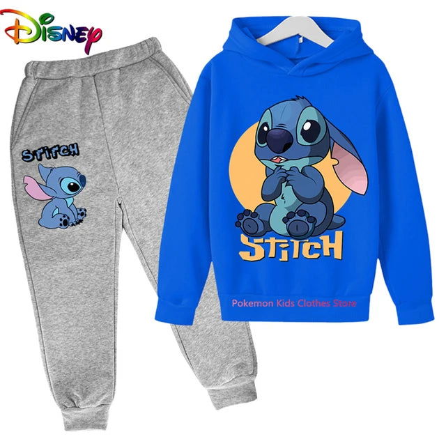 Children Boys Girls Stitch Hoodies Pants Set Boys Girls Stitch Sweatshirts Hooded Kids Fashion Stitch Pullovers Clothes Suit - Slobuy