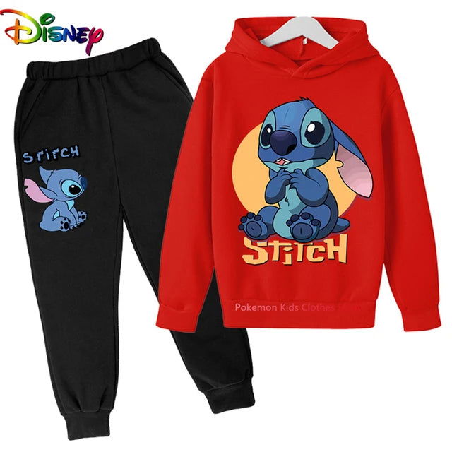 Children Boys Girls Stitch Hoodies Pants Set Boys Girls Stitch Sweatshirts Hooded Kids Fashion Stitch Pullovers Clothes Suit - Slobuy